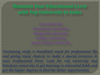 Maintain Your Educational Level with Top University in India