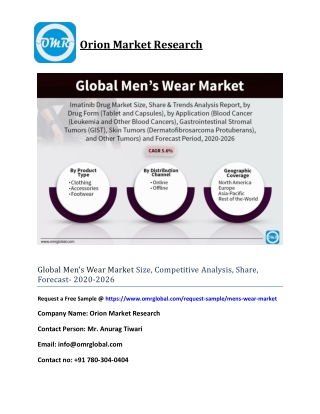 Global Men’s Wear Market Size, Competitive Analysis, Share, Forecast- 2020-2026