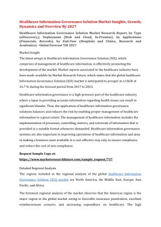 Healthcare Information Governance Solution Market Insights, Growth, Dynamics and Overview By 2027