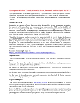 Nystagmus Market Trends, Growth, Share, Demand and Analysis By 2023