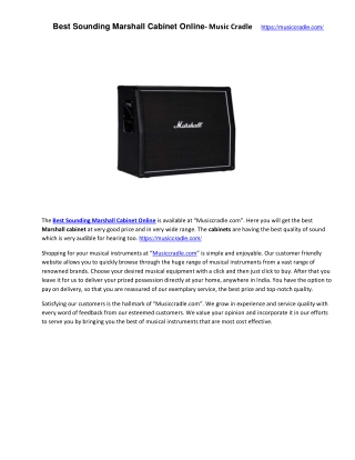 Best Sounding Marshall Cabinet Online- Music Cradle