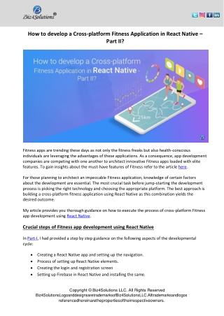 Develop a Cross-platform Fitness Application in React Native!