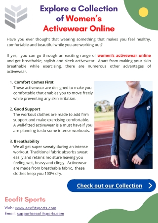 Explore a Collection of Women’s Activewear Online