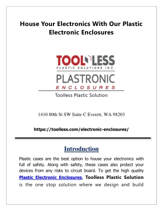 House Your Electronics With Our Plastic Electronic Enclosures
