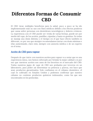 Diferentes Formas de Consumir CBD