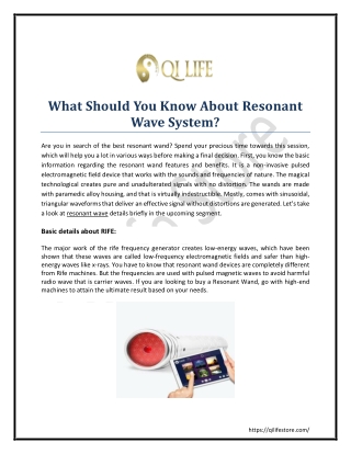 What Should You Know About Resonant Wave System?