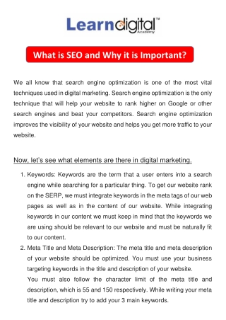 What is SEO and why it is Important?
