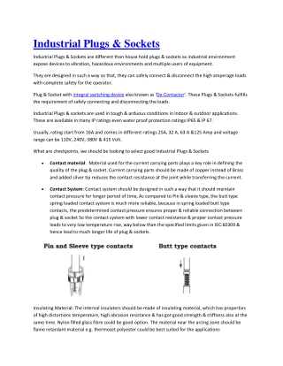 Industrial Plugs & Sockets