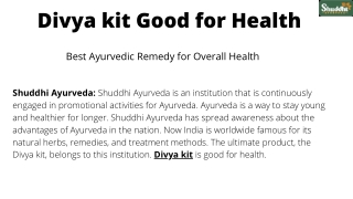 Divya kit Good for Health.