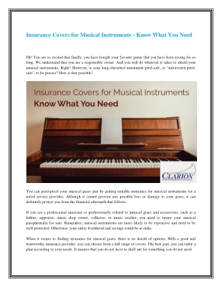 Insurance Covers for Musical Instruments - Know What You Need
