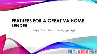 Features For a Great VA Home Lender
