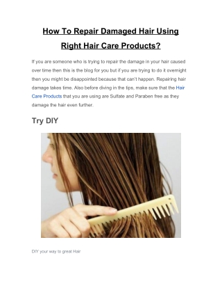 How To Repair Damaged Hair Using Right Hair Care Products?