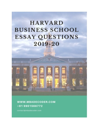Harvard Business School ( HBS ) Essay Questions 2019 -20 | MBADecoder