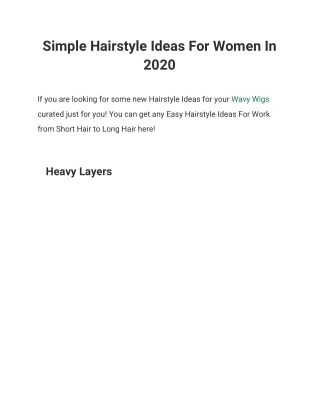 Simple Hairstyle Ideas For Women In 2020