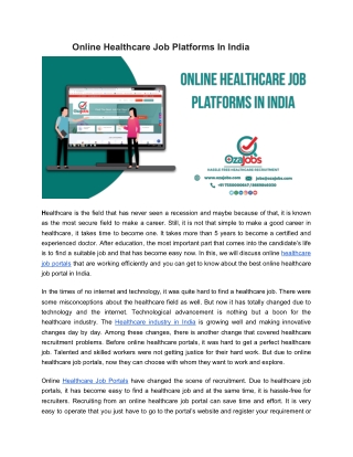 Online Healthcare Job Platforms In India