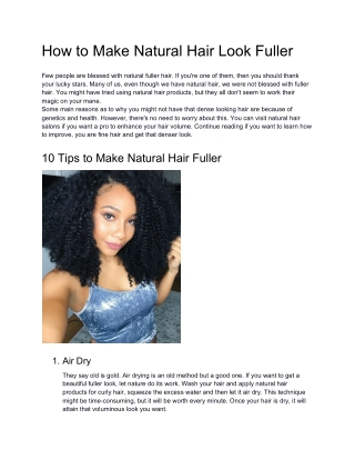 How to Make Natural Hair Look Fuller