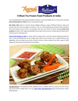 4 Must-Try Frozen Food Products in India