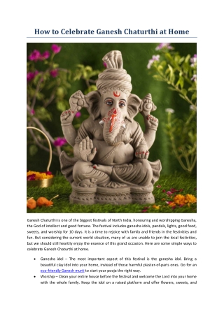 How to Celebrate Ganesh Chaturthi at Home