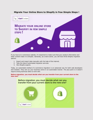 Migrate your online store to Shopify in few simple steps