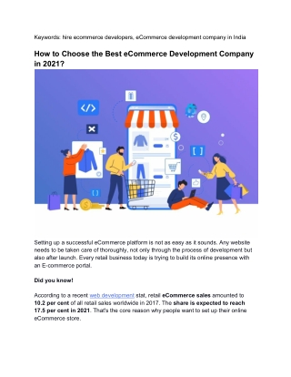 How to Choose the Best eCommerce Development Company in 2021?