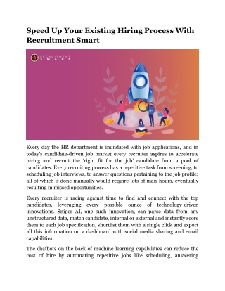 Speed Up Your Existing Hiring Process With Recruitment Smart