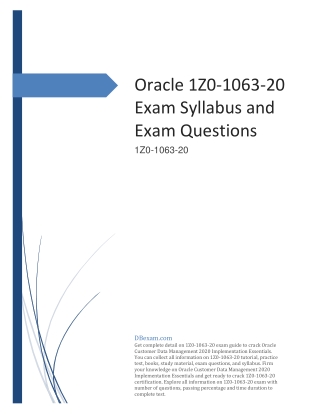 [PDF] Oracle 1Z0-1063-20 Exam Syllabus and Exam Questions