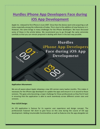 Hurdles iPhone App Developers Face during iOS App Development