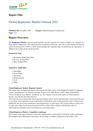 Baghouses Market Outlook 2021