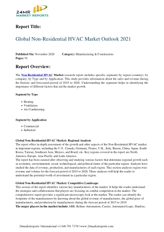 Non-Residential HVAC Market Outlook 2021