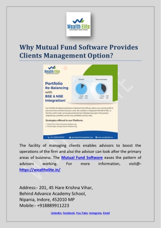 Why Mutual Fund Software Provides Clients Management Option?