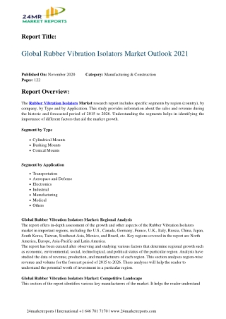 Rubber Vibration Isolators Market Outlook 2021