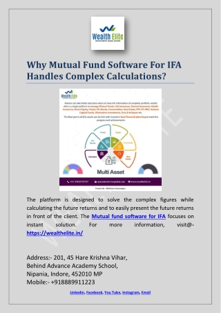 Why Mutual Fund Software For IFA Handles Complex Calculations?