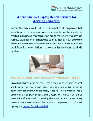 Where Can I Get Laptop Rental Services for Working Remotely?