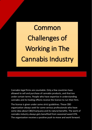 Common Challenges of Working in The Cannabis Industry