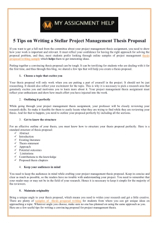 5 Tips on Writing a Stellar Project Management Thesis Proposal