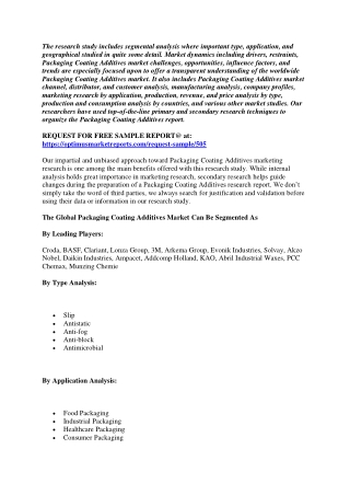 Packaging Coating Additives Market Huge Growth Opportunity by Trend 2020-2025