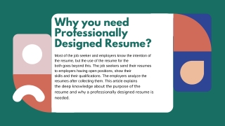 Why you need Professionally Designed Resume?