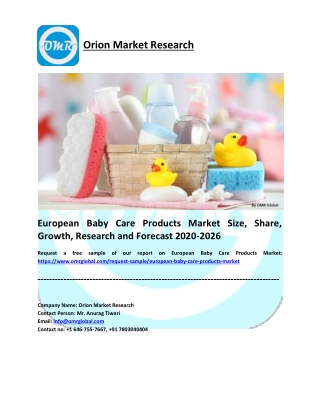 European Baby Care Products Market Research and Forecast 2020-2026