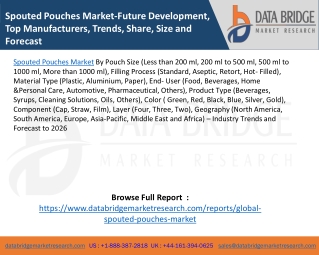 Spouted Pouches Market-Future Development, Top Manufacturers, Trends, Share, Size and Forecast