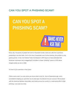 Can you spot a Phishing Scam?