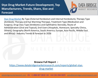 Stye Drug Market-Future Development, Top Manufacturers, Trends, Share, Size and Forecast