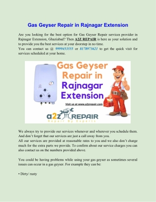 Best Gas Geyser Repair in Rajnagar Extension