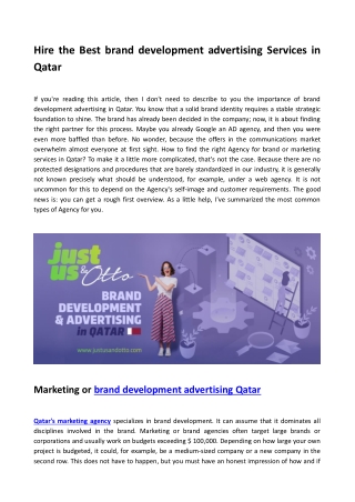 Brand development advertising