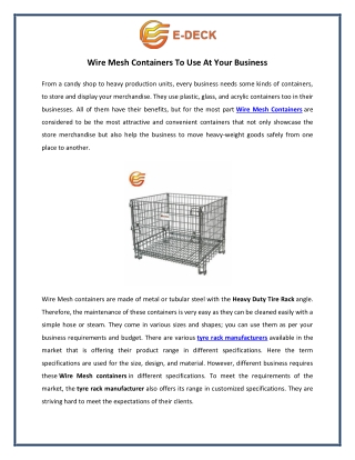 Wire Mesh Containers To Use At Your Business