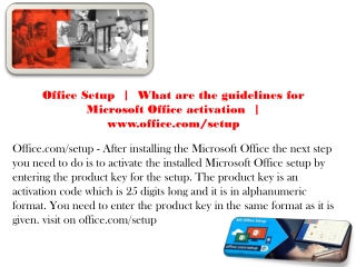 Office Setup  |  What are the guidelines for Microsoft Office activation  |  www.office.com/setup