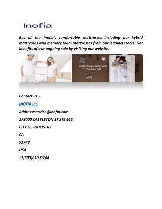 Best Inofia Mattress | Inofia.Com