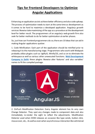 Tips For Frontend Developers to Optimize Angular Applications