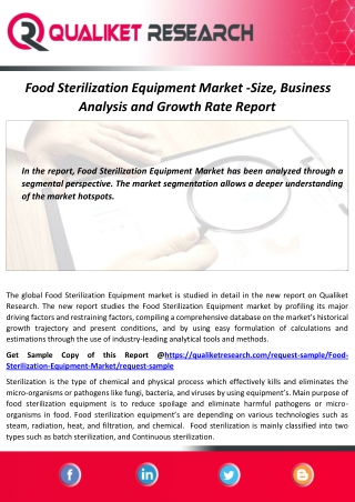 Food Sterilization Equipment Market Size, Growth, and Forecast Report by 2027