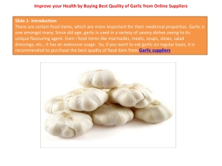 Improve your Health by Buying Best Quality of Garlic from Online Suppliers