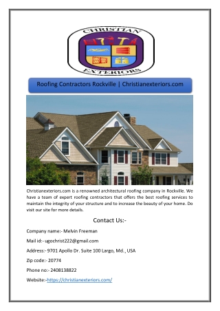 Roofing Contractors Rockville | Christianexteriors.com